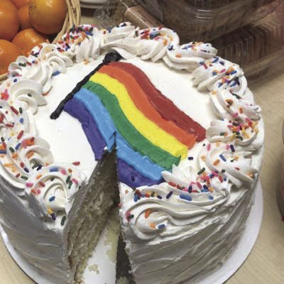 A LGBTQ-friendly cake at the PFLAG meeting.